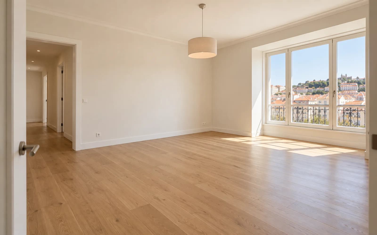 Sala vazia conceptual antes de home staging virtual